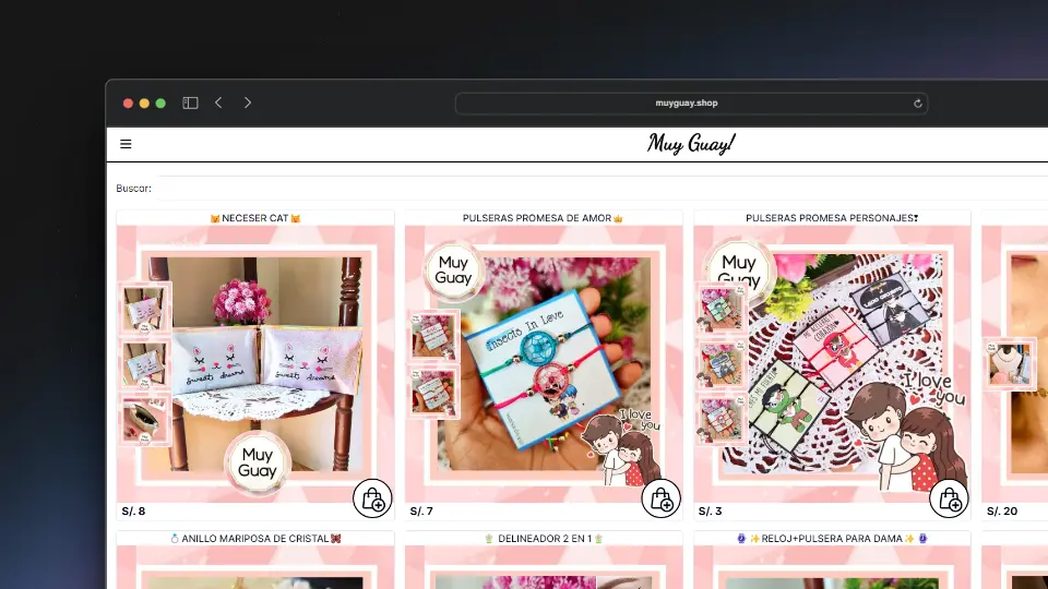 Captura de pantalla del proyecto Muy Guay E-commerce