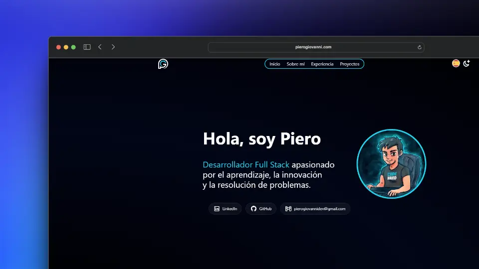 Captura de pantalla del proyecto Porfolio Web